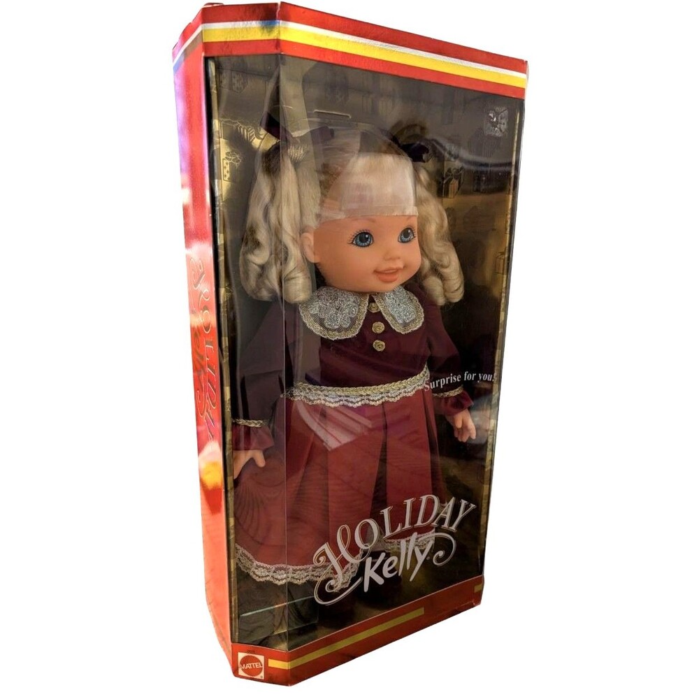 Barbie Holiday Kelly Blonde Hair 16" Doll In Beautiful Festive Dress Mattel 2000 - Picture 2 of 6